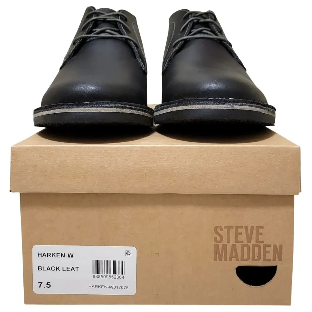 Steve Madden Men Harken Chukka Ankle Boots Size US 7.5W Black Leather